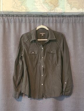 Tommy Bahama Men's Olive Green Silk Button-Up Shirt